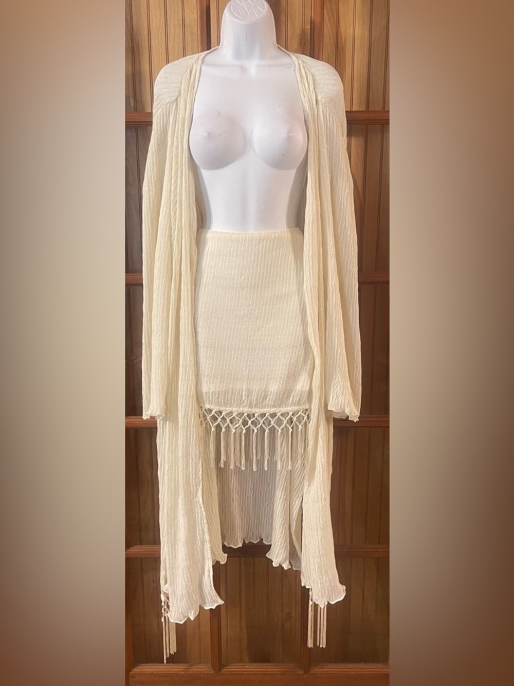 Vici Cream Two-Piece Skirt Set with Fringe - Picture 9 of 9